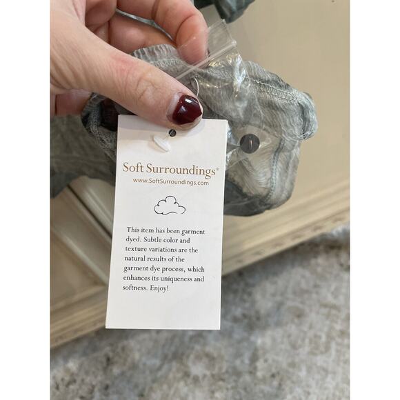 NWT Soft Surroundings Hand Dyed Green Tunic Silk Trim Plus Size 1X 3/4 Sleeve - Picture 3 of 10